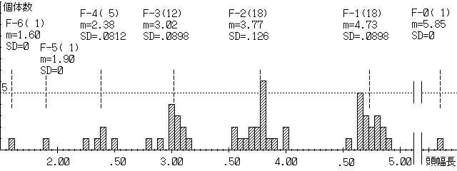 the distribution of larval head width